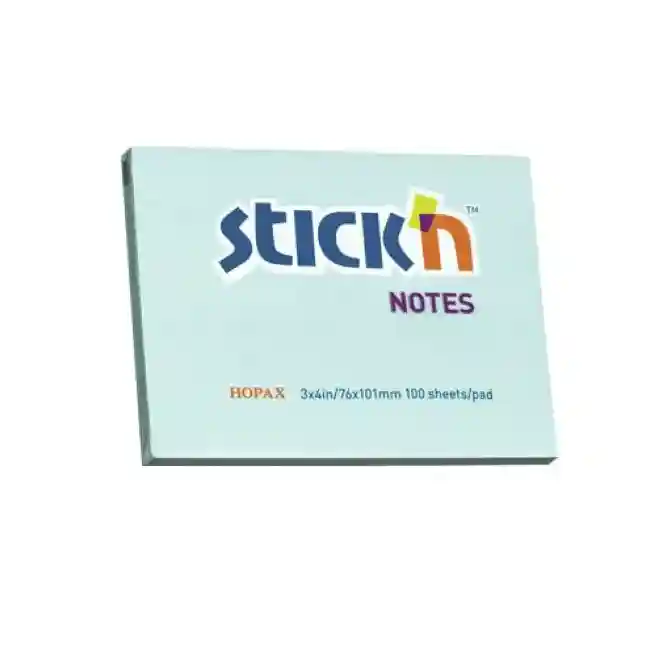 Блок для заметок 76x101/100л голубой STICK`N 21152