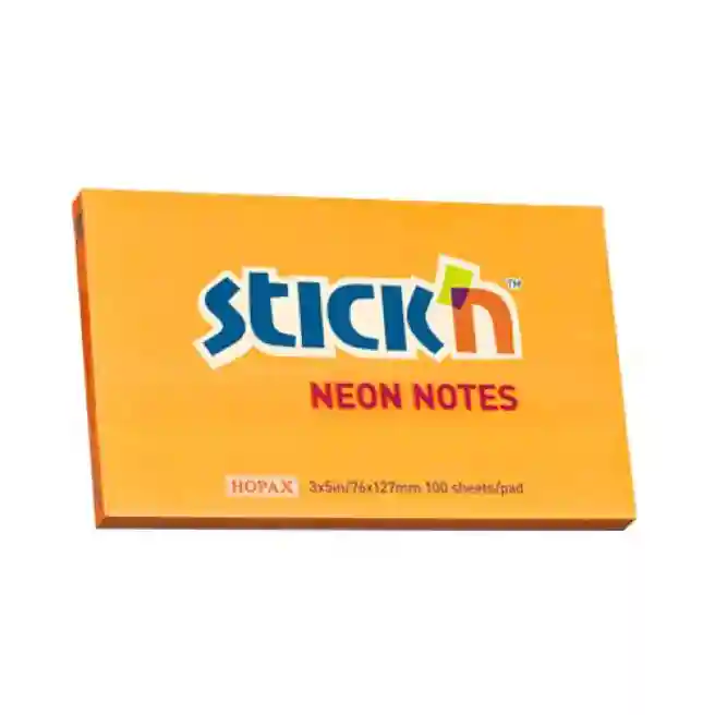 Блок для заметок 76x127/100л STICK`N неон оранжевый 21168