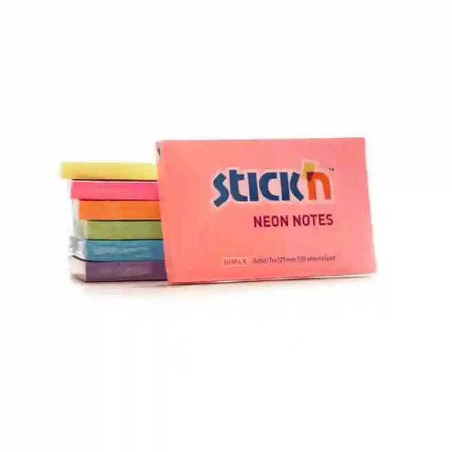 Блок для заметок STICKn, 76x127, неон ассорти, 100 листов, 12 шт.