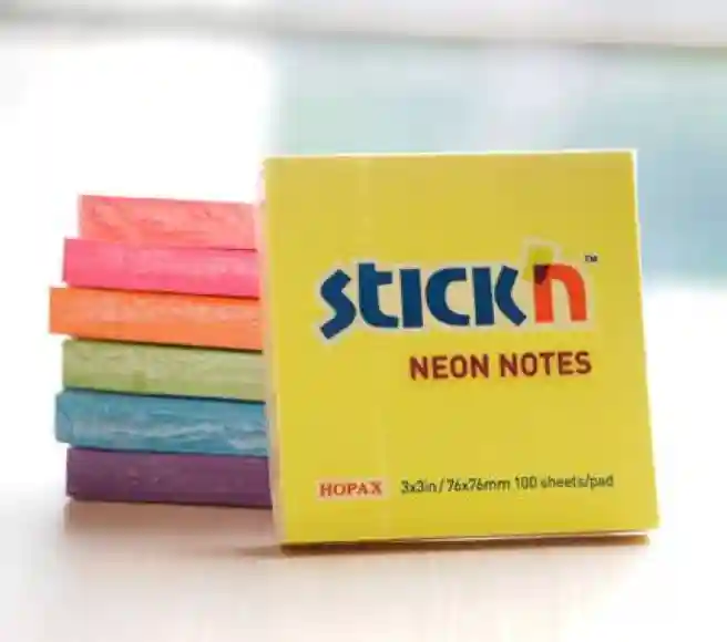 Блок для заметок 76x76мм/100л STICK`N, неон фиолетовый, 100 листов