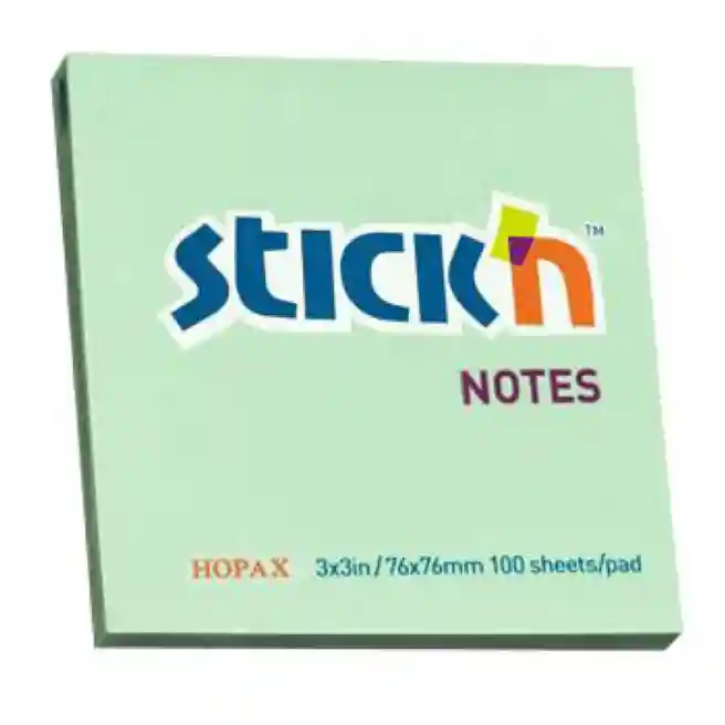Блок для заметок 76x76/100л зеленый STICK`N 21150