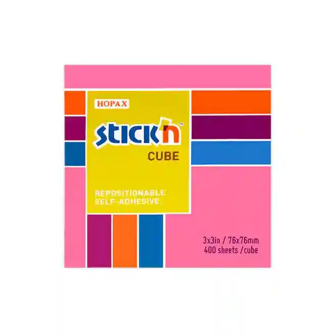 Bloc de hârtie pentru notițe STICKN, 76x76mm, 400 foi, pastel + neon, asorti