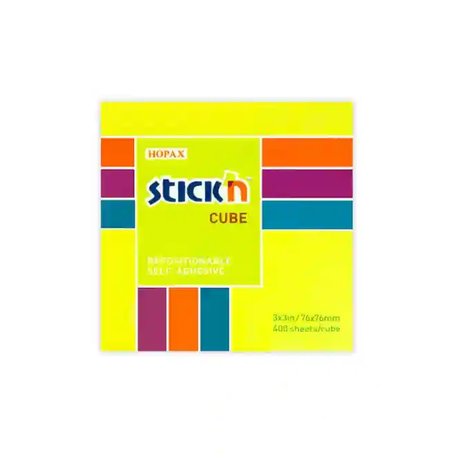 Блок для заметок STICK`N, 76x76мм, 400 листов, пастель + неон, ассорти, 21539