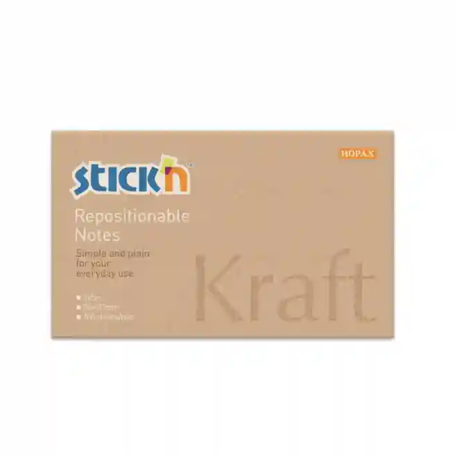 Bloc de hârtie pentru notițe STICKn, 76x127, 100 file, Kraft 21640