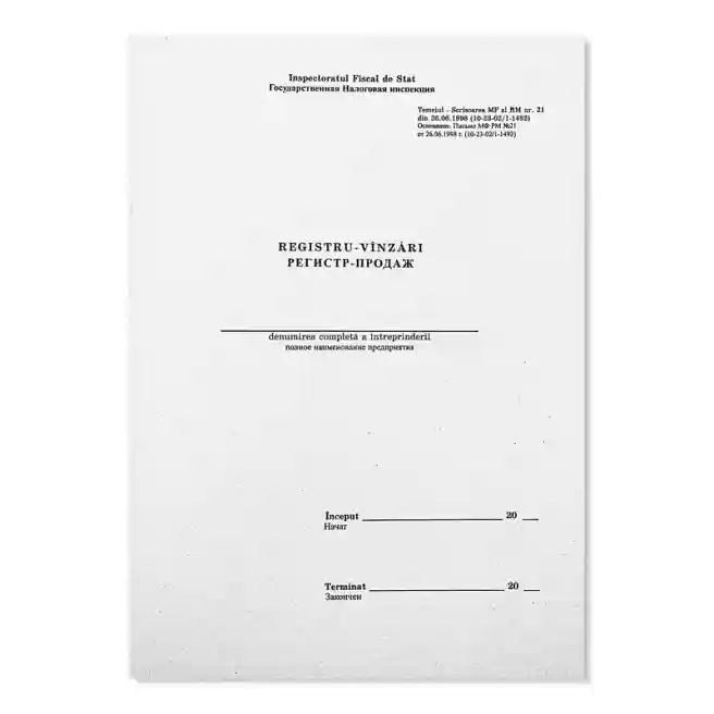 Registru-Vânzări A4, hârtie de ofset, 50 file