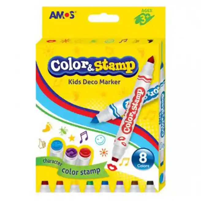 Набор фломастеров AMOS Color & Stamp, (8 шт.)