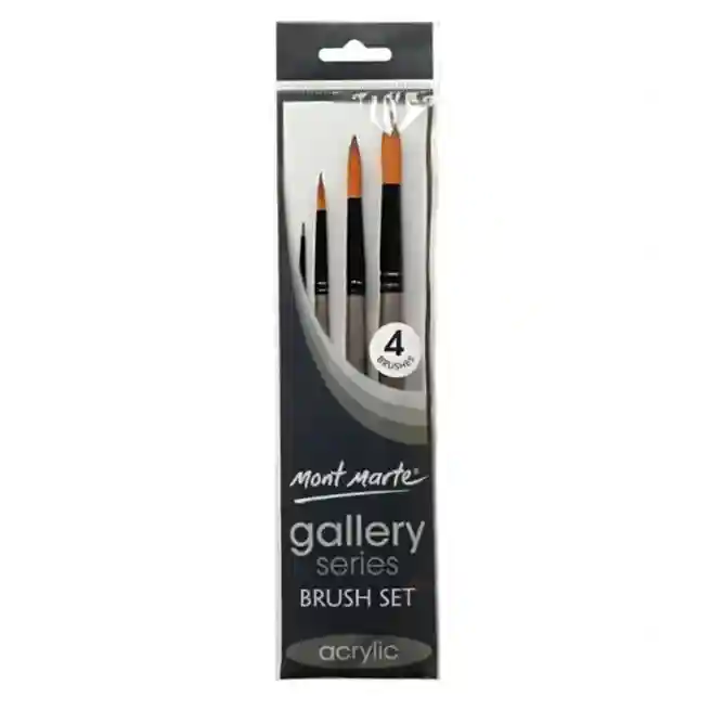 Набор кисточек Gallery акрил, круглые, 4 штуки