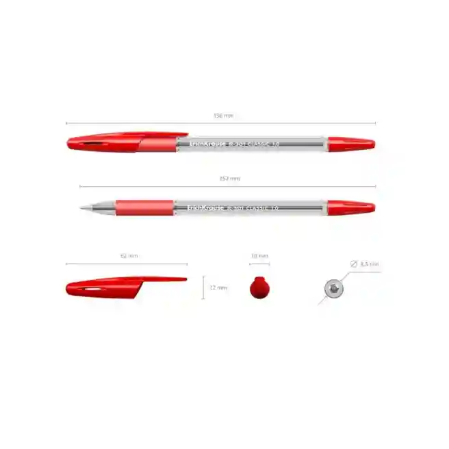 Pix cu bila Erich Krause 1mm, Classic R-301 Stick&Grip, roșu
