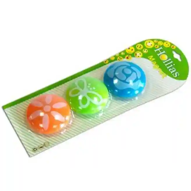 Complect de magneti rotunzi pentru tabla, d=50mm, 3 buc, flori