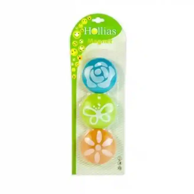 Complect de magneti rotunzi pentru tabla, d=50mm, 3 buc, flori