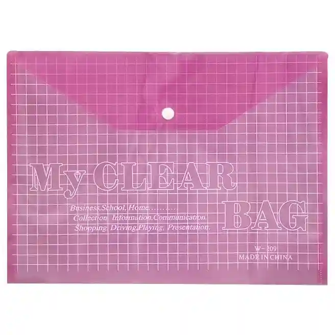 Папка-конверт A4 "My Clear Bag",тонкая, пластиковая, прозрачная, на кнопке