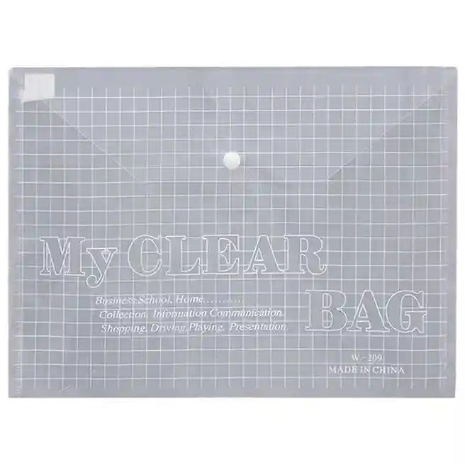 Папка-конверт A4 "My Clear Bag",тонкая, пластиковая, прозрачная, на кнопке