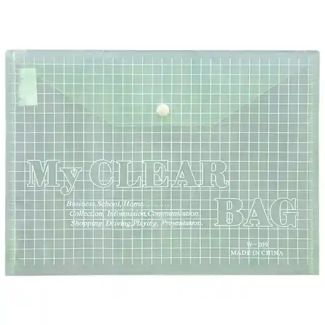 Папка-конверт A4 "My Clear Bag",тонкая, пластиковая, прозрачная, на кнопке