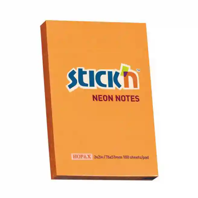 Блок для заметок 76x51/100л STICK`N, неон оранжев 21160