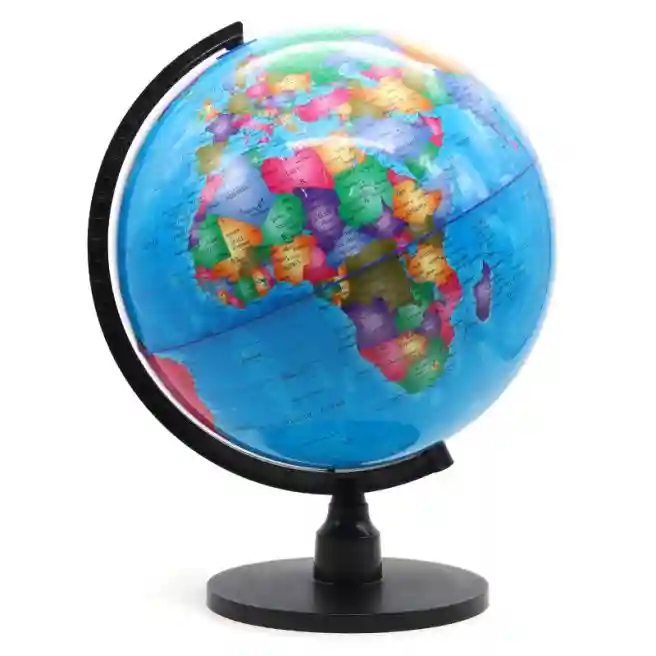 Glob cu harta politică a lumii, d=32 cm (PVC) albastru