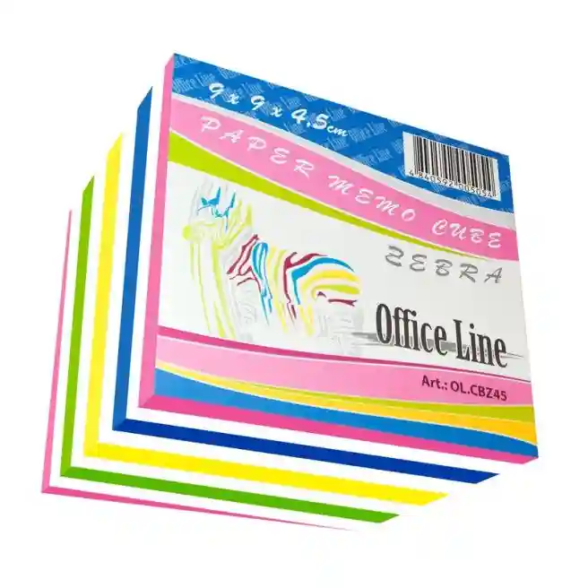 Cub din hârtie pentru notițe OfficeLine Zebra 90x90x45 mm