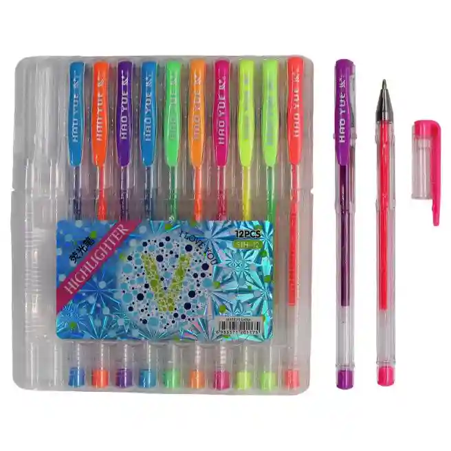 Set de pixuri gel, 12 buc, Neon