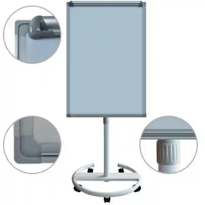 Tablă flipchart, magnetică, uscată, 70x100, pe suport G cu roți