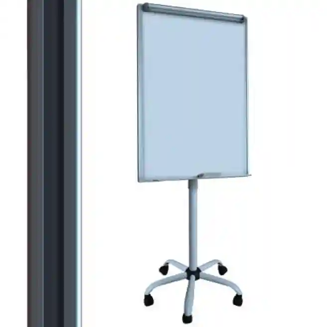 Tablă-flipchart magnitic uscat, pe roți, 70x100, bază albă