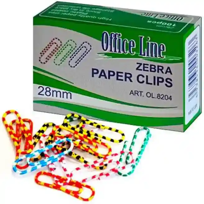 Agrafe OfficeLine 28 mm, colorate "zebra", (100 bucăți)