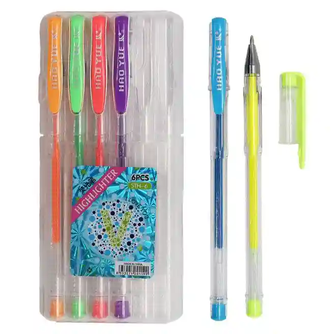 Set de pixuri gel, 6 buc, Neon