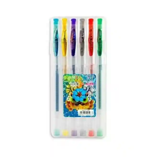 Set de pixuri gel, 6 buc, Glitter