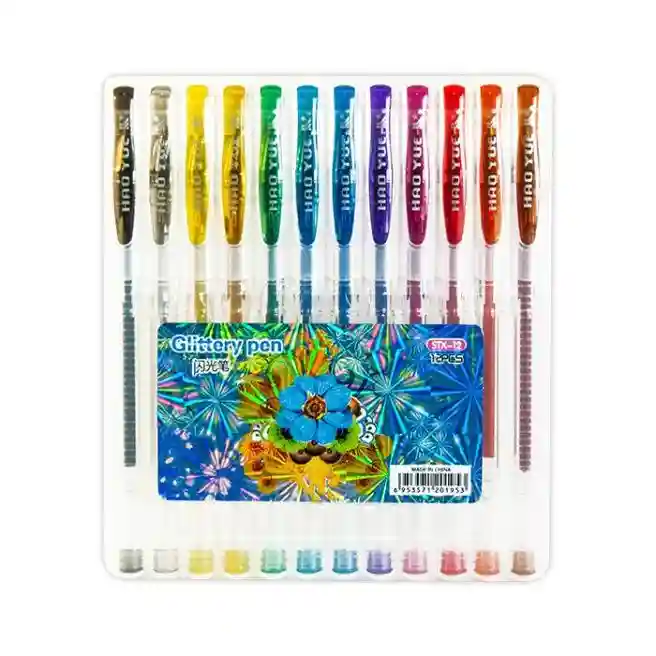 Set de pixuri gel, 12 buc, Glitter