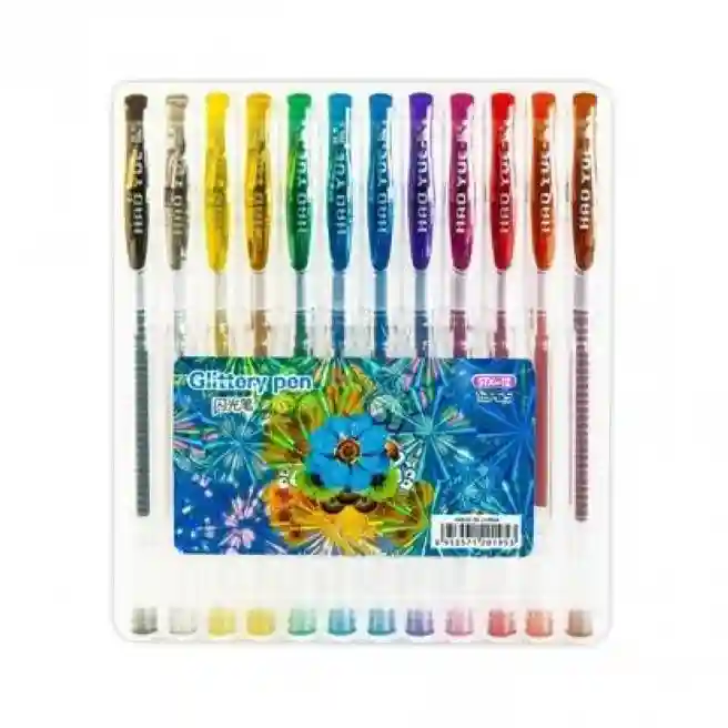 Set de pixuri gel, 12 buc, Glitter