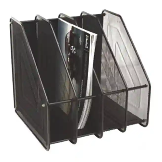 Set de suporturi verticale, 4 sectii, din metal, tip plasa negru