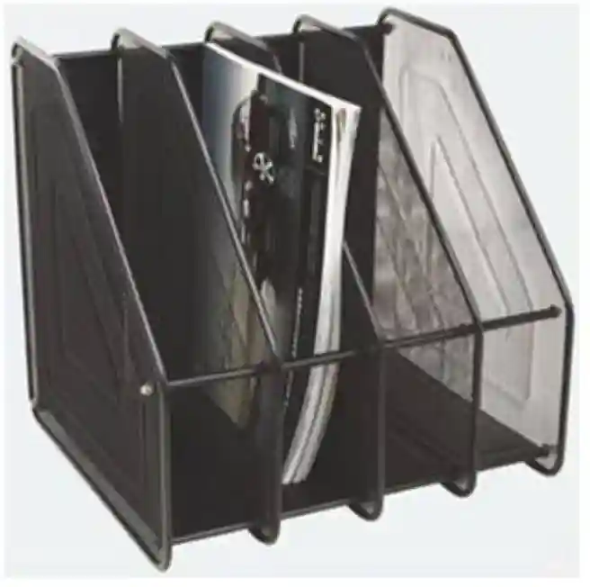 Set de suporturi verticale, 4 sectii, din metal, tip plasa negru