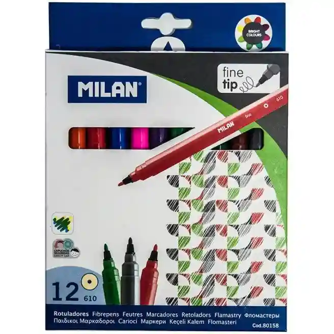 Набор фломастеров MILAN, 12 цветов, арт.80158