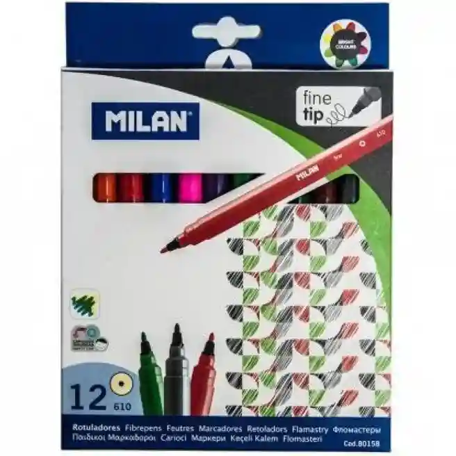 Набор фломастеров MILAN, 12 цветов, арт.80158