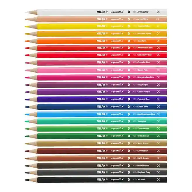 Creioane colore MILAN, aquarela, 24 culori + pensula