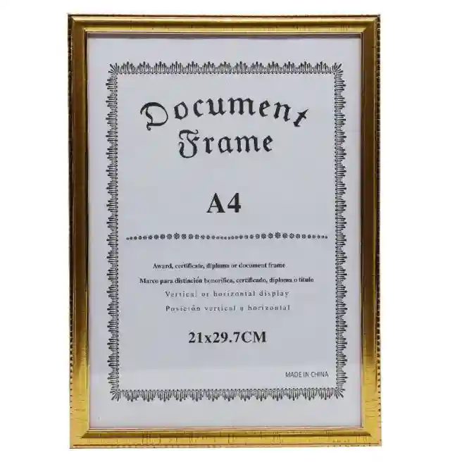Ramă foto A4 din plastic, aurită