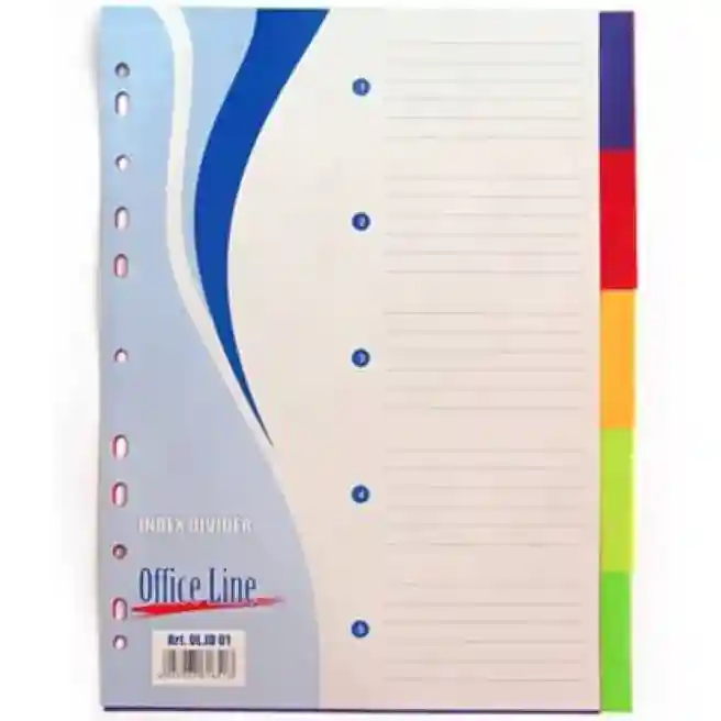 Цветной пластиковый индекс-разделитель OfficeLine, без обозначений, 5 штук