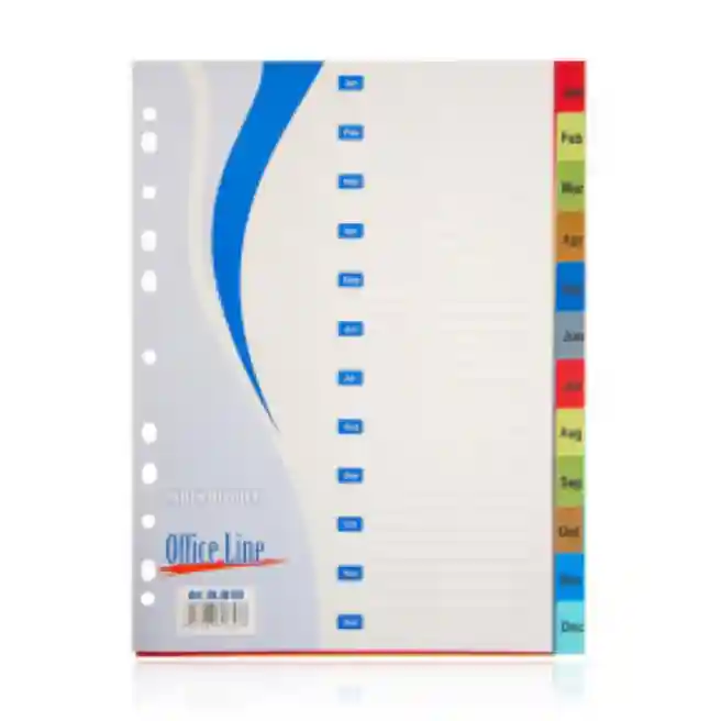 Календарный пластиковый индекс разделитель OfficeLine, Jan-Dec, 12 штук