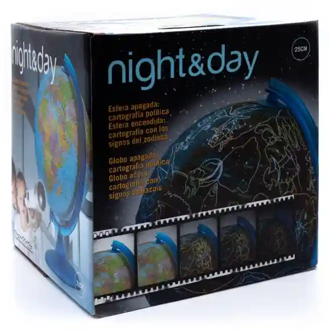 Glob cu harta politică + a cerului, d=25cm, cu iluminare NIGHT & DAY RO