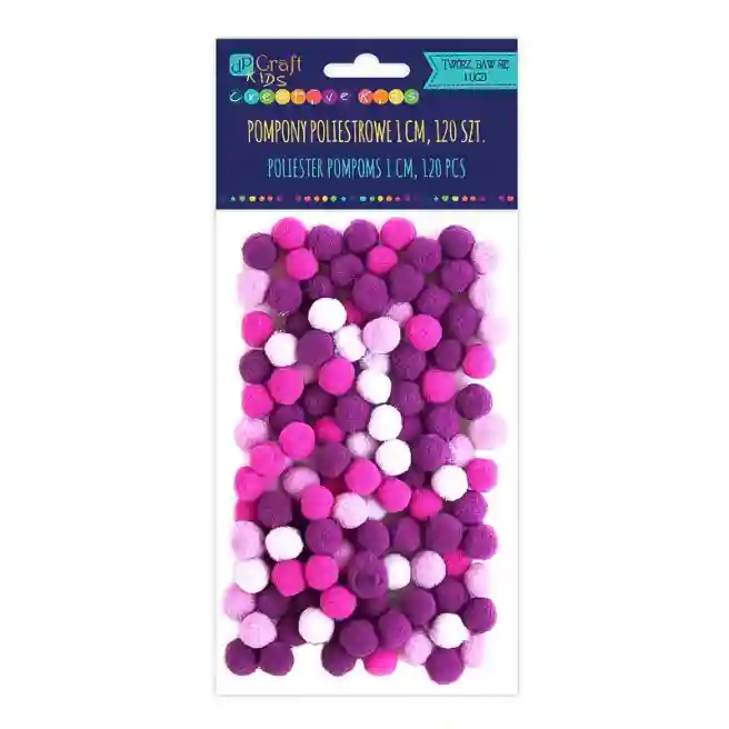 Помпоны для декора 1см микс, фиолетовые, 120 шт