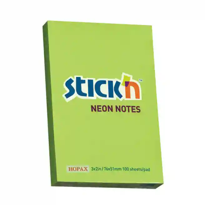 Блок для заметок 76x51мм/100л STICK`N, неон зеленый