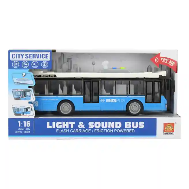 WY Autobus cu inertie "Single-deck Bus" albastru (lumini,sunete), cod 36207