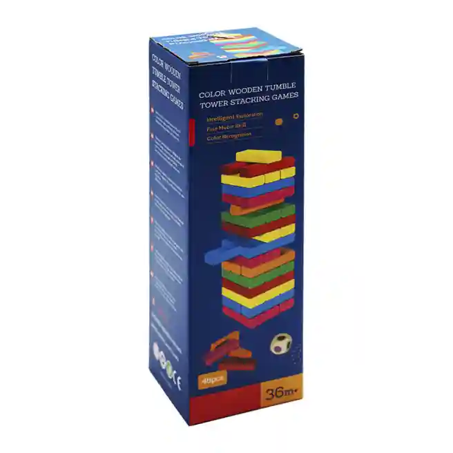 Joc de masa Jenga multicolor, 48 piese, cod 141640