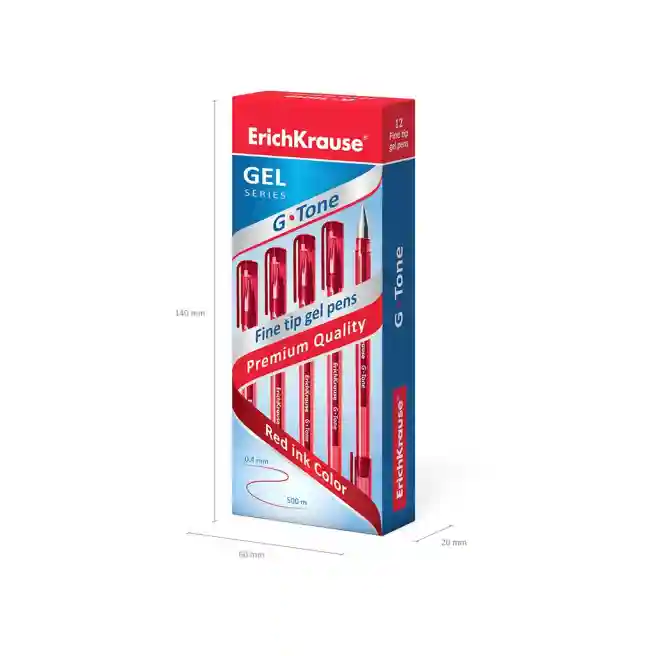 Ручка гелевая Erich Krause G-TONE, красная, 0.5 мм