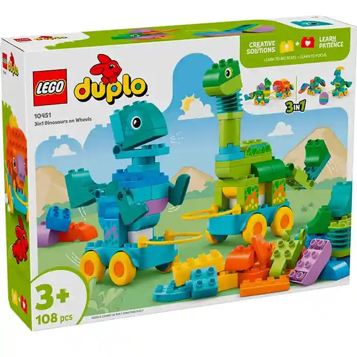 Constructor LEGO Duplo 3in1 Dinosaurs on Wheels, art. 10451