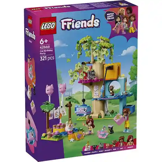 Constructor LEGO Friends Cat Birthday Party & Tree House, art. 42666