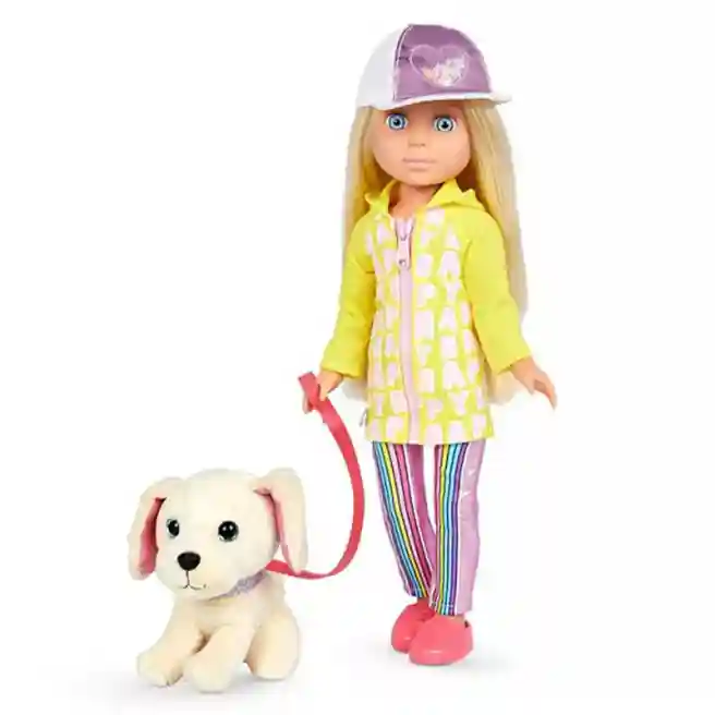 BTT Papusa Glitter Girls Lora 35cm cu catelusi Cleo, cod 57432