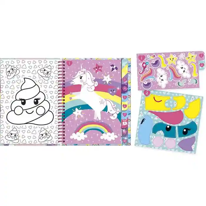 Unicorn Carte de activitati cu autocolante pe numere, 10 puzzle-uri, 5 coli, 10 pagini de colorat