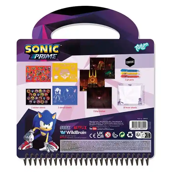 Sonic Set creativ, cu șabloane, autocolante, foi de joc, pixuri gel