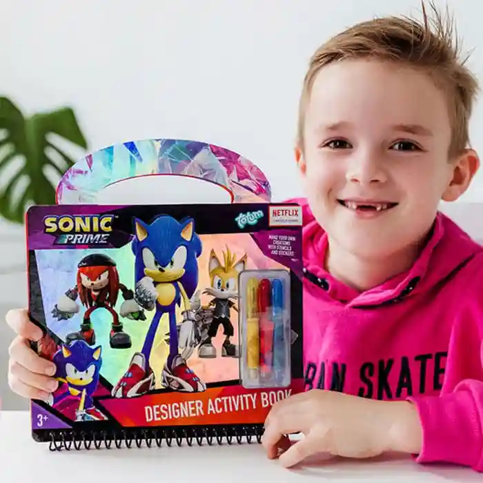 Sonic Set creativ, cu șabloane, autocolante, foi de joc, pixuri gel