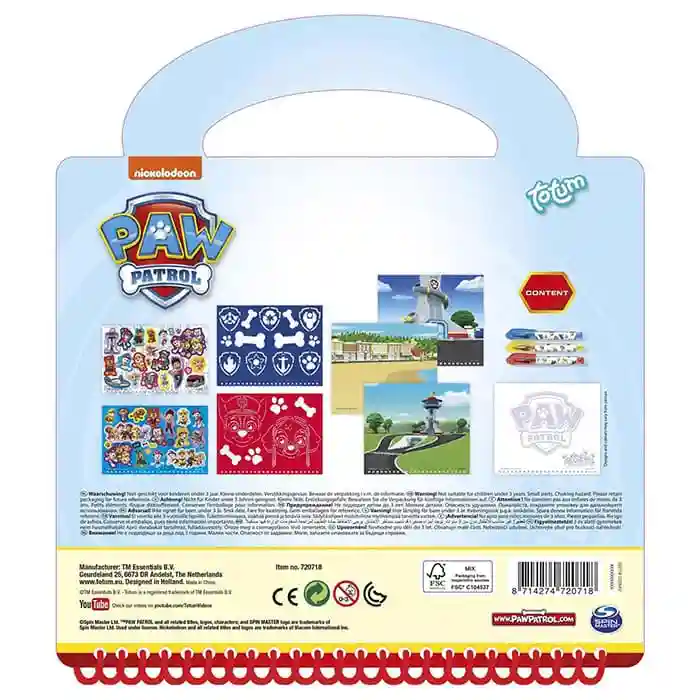 Paw Patrol Set creativ, cu șabloane, autocolante, foi de joc, pixuri gel