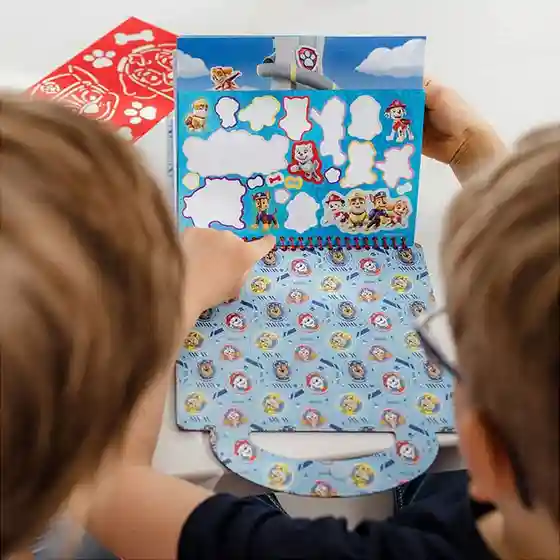 Paw Patrol Set creativ, cu șabloane, autocolante, foi de joc, pixuri gel